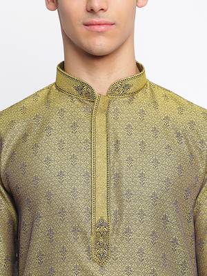Gold Woven Pattern Straight men kurta 6