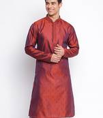 Orange Woven Pattern Straight men kurta