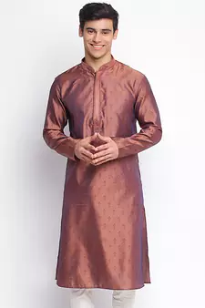 Purple Woven Pattern Straight men kurta