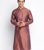 Purple Woven Pattern Straight men kurta