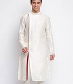 white plain Pattern Straight men kurta