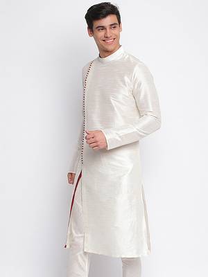 white plain Pattern Straight men kurta 2