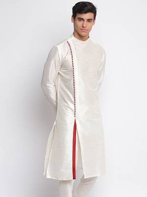 white plain Pattern Straight men kurta 3