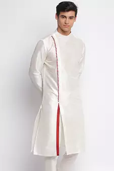 white plain Pattern Straight men kurta