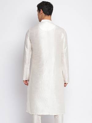 white plain Pattern Straight men kurta 4