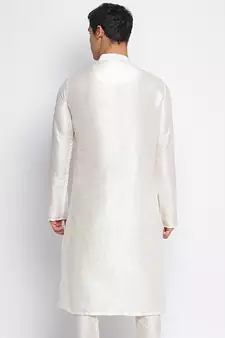 white plain Pattern Straight men kurta