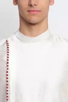 white plain Pattern Straight men kurta