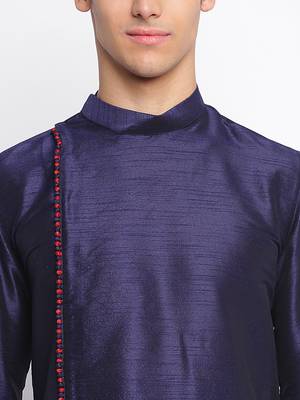 Deep Blue plain Pattern Straight men kurta 6