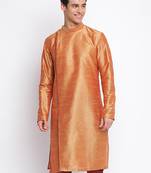 Fawn plain Pattern Straight men kurta