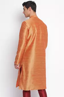 Fawn plain Pattern Straight men kurta