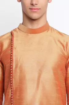 Fawn plain Pattern Straight men kurta
