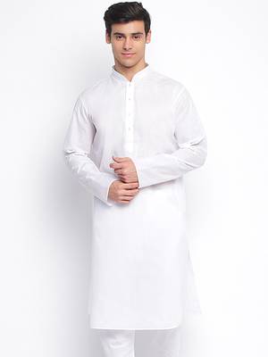 White plain Pattern Straight men kurta 1