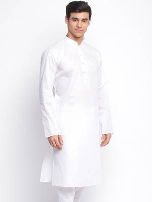 White plain Pattern Straight men kurta 3
