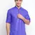 Ink Blue plain Rolled Up Sleeves Short men kurta