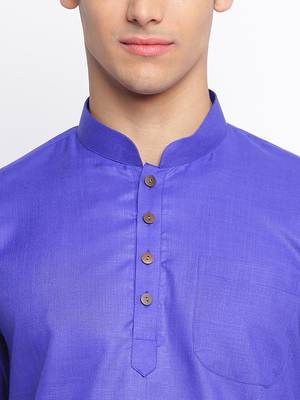 Ink Blue plain Rolled Up Sleeves Short men kurta 6