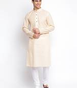 pink Cotton plain Straight men kurta With Churidar
