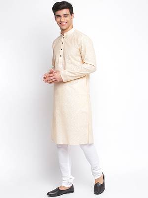 pink Cotton plain Straight men kurta With Churidar 2