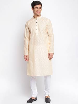 pink Cotton plain Straight men kurta With Churidar 3