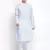 Powder Blue Cotton plain Straight men kurta With Churidar