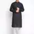 Black Cotton Chikankari Pattern Straight men kurta With Churidar