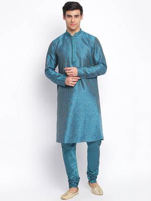 Firozi Art Silk Woven Straight men kurta With Churidar 1