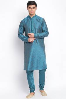 Firozi Art Silk Woven Straight men kurta With Churidar