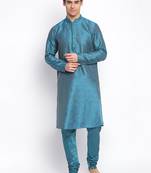 Firozi Art Silk Woven Straight men kurta With Churidar
