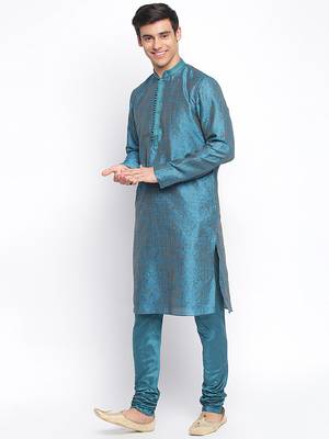 Firozi Art Silk Woven Straight men kurta With Churidar 2