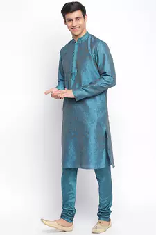 Firozi Art Silk Woven Straight men kurta With Churidar