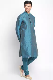 Firozi Art Silk Woven Straight men kurta With Churidar