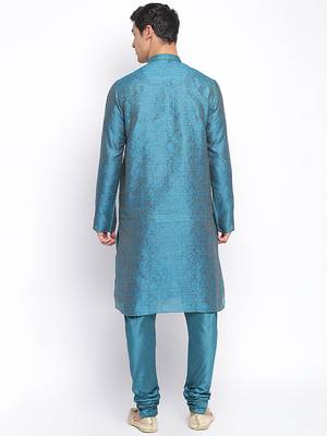 Firozi Art Silk Woven Straight men kurta With Churidar 4