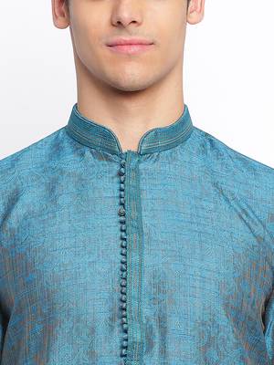 Firozi Art Silk Woven Straight men kurta With Churidar 5