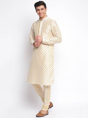 white Art Silk Woven Straight men kurta With Churidar 2