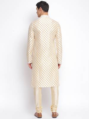 white Art Silk Woven Straight men kurta With Churidar 4