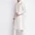 Cream Art Silk plain Straight men kurta With Churidar