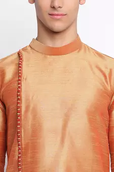 Fawn Art Silk plain Straight men kurta With Churidar