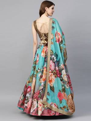 Multicolor embroidered organza semi stitched lehenga 2