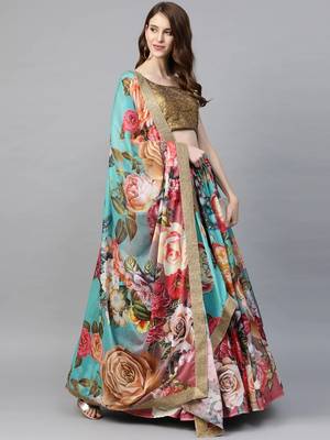 Multicolor embroidered organza semi stitched lehenga 3