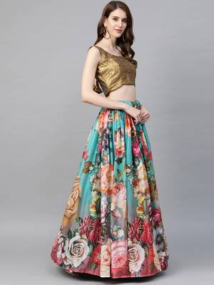 Multicolor embroidered organza semi stitched lehenga 4