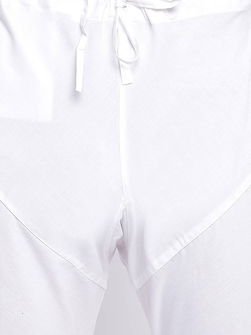 White Cotton plain Straight men kurta With Churidar