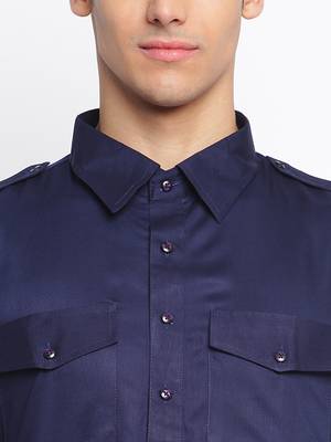 Deep Blue Cotton plain Pathani Set 5
