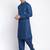 Denim Blue Cotton plain Sleeves men kurta With Churidar
