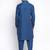 Denim Blue Cotton plain Sleeves men kurta With Churidar