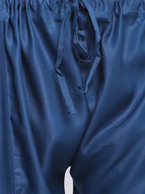 Denim Blue Cotton plain Sleeves men kurta With Churidar 6