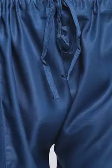 Denim Blue Cotton plain Sleeves men kurta With Churidar