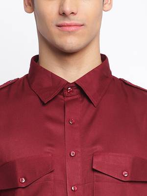 Maroon Cotton plain Pathani Set 5