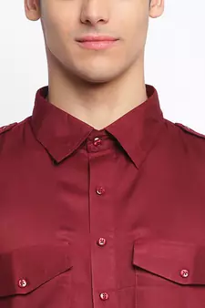 Maroon Cotton plain Pathani Set