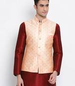 Woven Design Polka Dot Pattern Nehru Jacket