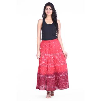 Red printed cotton skirts 2