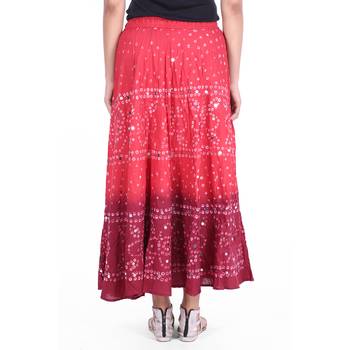 Red printed cotton skirts 3